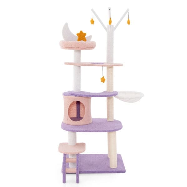 Multi-level Cat Tower with Sisal Covered Scratching Posts S M - M