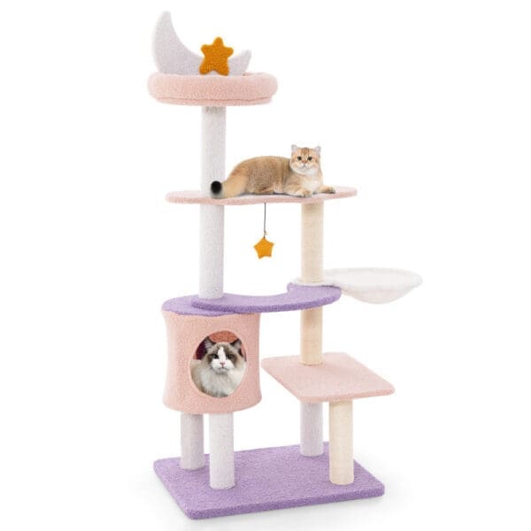 Multi-level Cat Tower with Sisal Covered Scratching Posts S M - S