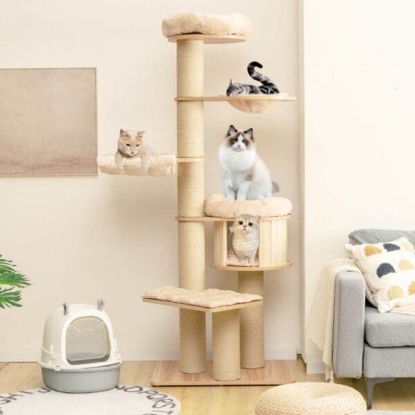 Modern Tall Cat Tree Natural