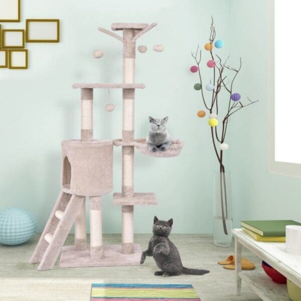 56 Inch Cat Play Tree Beige