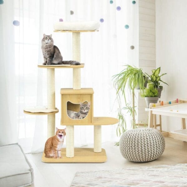 Modern Wood Cat Tower Walnut