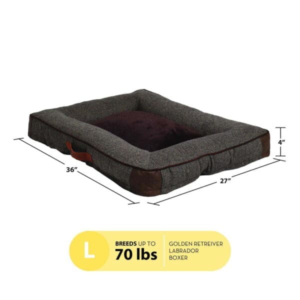 Large Orthopedic Bolster-Style Bed for Pets Gray, Brown - Image 2