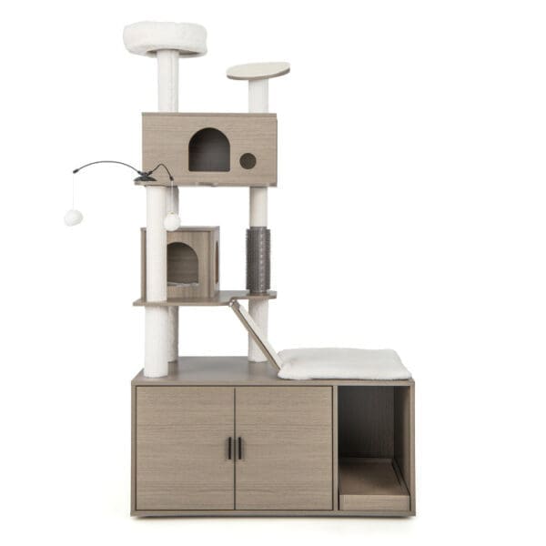 Cat Tree with Litter Box Gray