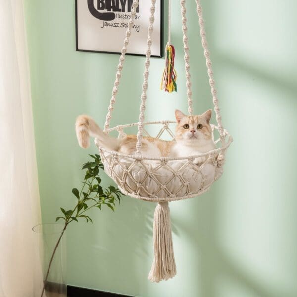 MewooFun Cat Hammock Macrame Hanging Swing Cat Bed Basket WP095 WP093 WP094 - WP094