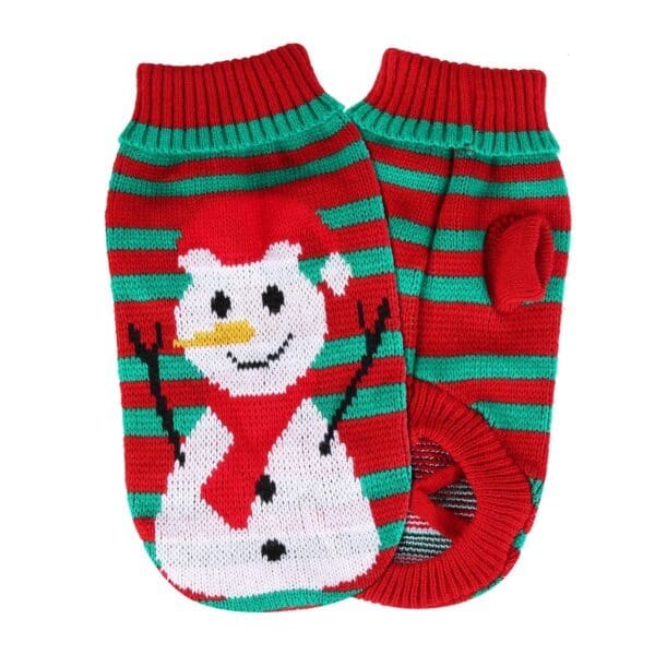 Pet Christmas Turtleneck Sweater Snowman Stripes Various Sizes