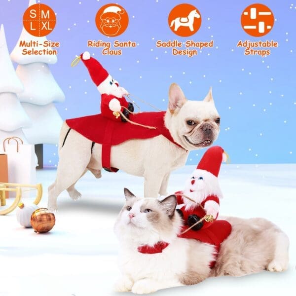 Pet Christmas Costumes Riding Santa Outfit Various Sizes - XL