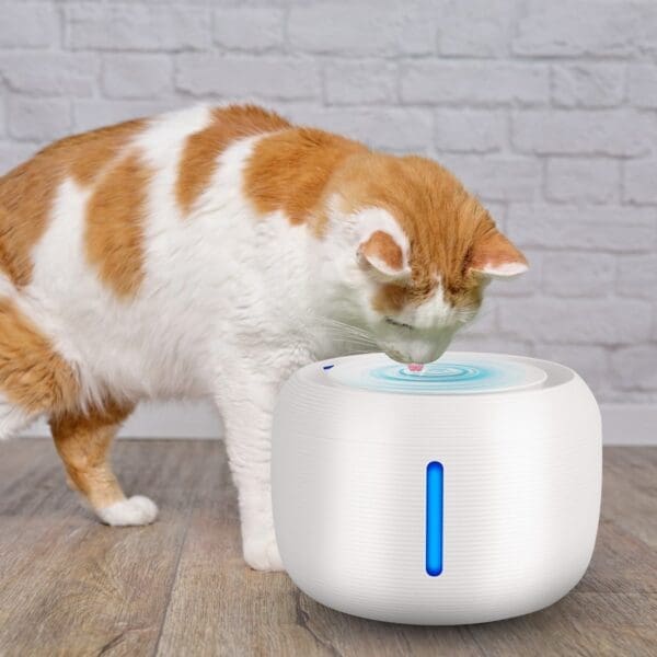 2.5L Smart Pet Drinking Fountain with LED Light Black White - White