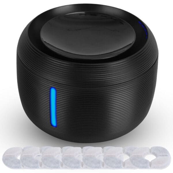 2.5L Smart Pet Drinking Fountain with LED Light Black White - Black