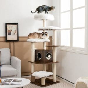 7-Layer Wooden Cat Tree Brown