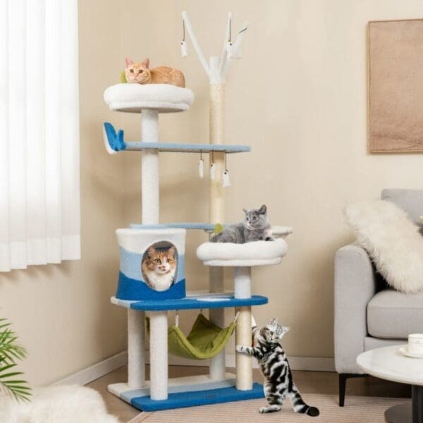 Multi-level Cat Tower Blue