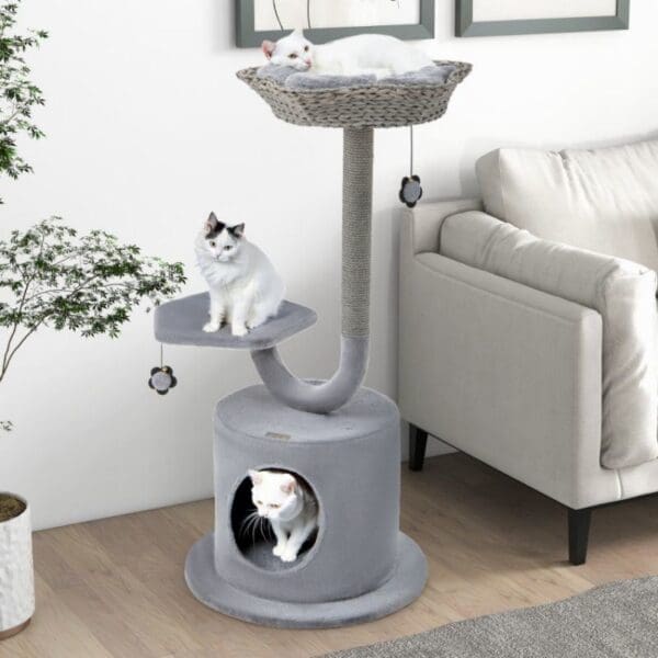 42 Inch Tall Cat Tower Gray