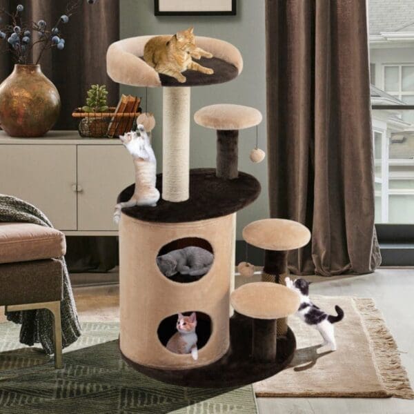 40 Inch Cat Tree Tower Multi-Level Brown Gray - Brown