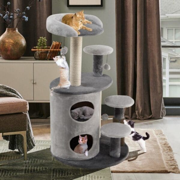 40 Inch Cat Tree Tower Multi-Level Brown Gray - Gray