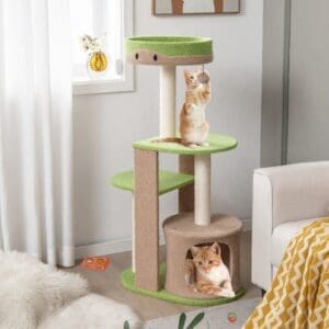 5-Tier Modern Cat Tree Brown+Green