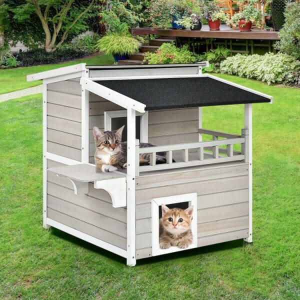 2-Story Cat Shelter Gray