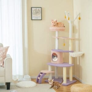 Multi-Level Cat Tower Purplish Pink