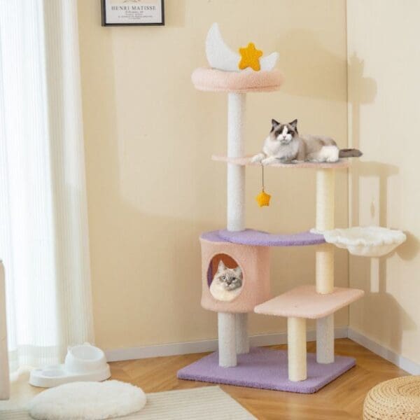 Multi-level Cat Tower Purplish Pink