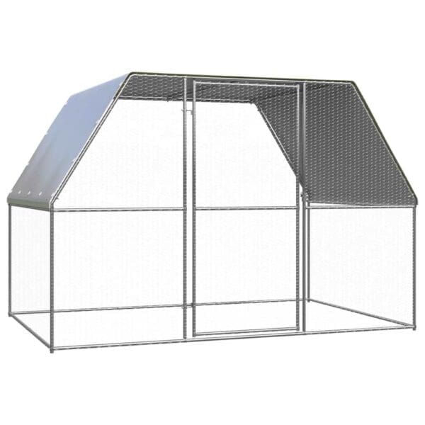 Outdoor Chicken Cage Galvanized Steel Silver