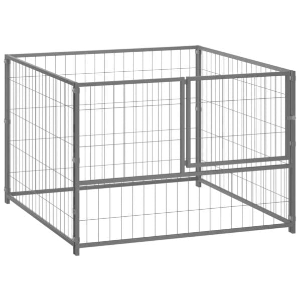 Dog Kennel Silver Steel Silver