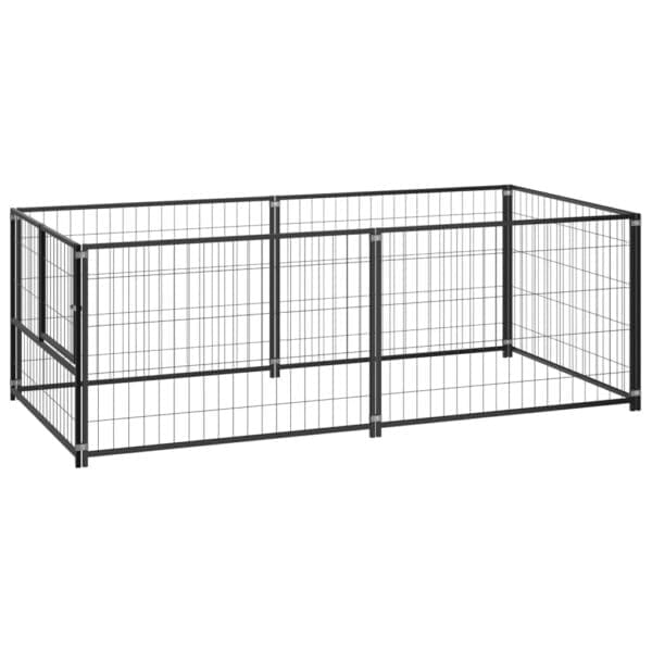 Dog Kennel Black Steel Black