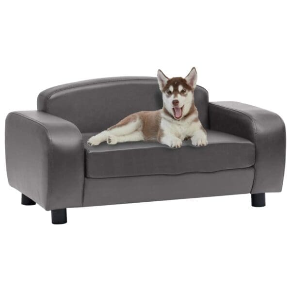 Dog Sofa Gray Faux Leather