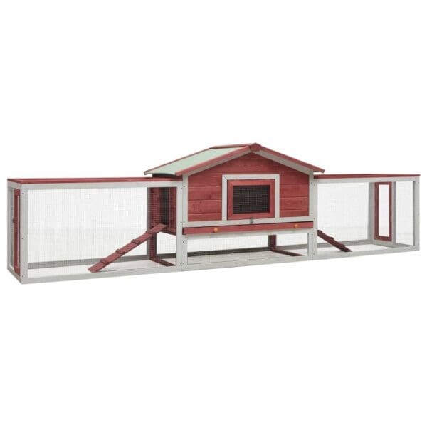 Rabbit Hutch Red Solid Pine and Fir Wood