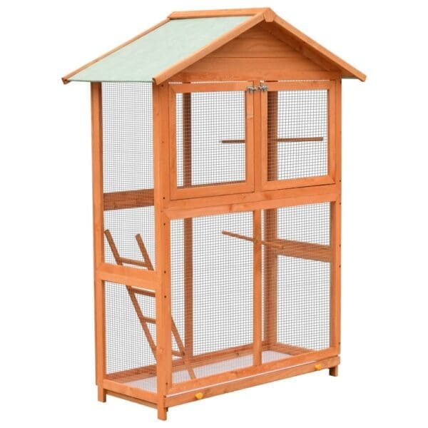 Bird Cage Solid Pine and Fir Wood Brown