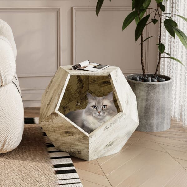 Modern Pet Furniture Cat Kennel Side Table Various Colors - White Oak