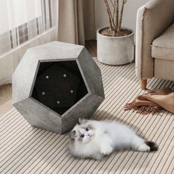 Modern Pet Furniture Cat Kennel Side Table Various Colors - Cement Grey