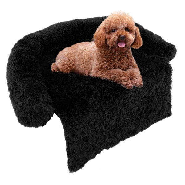 Black Plush Calming Dog Couch Bed M S L - S