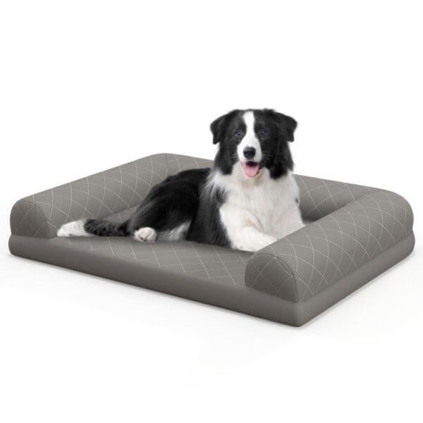 Egg-Foam Dog Crate Bed Gray Beige