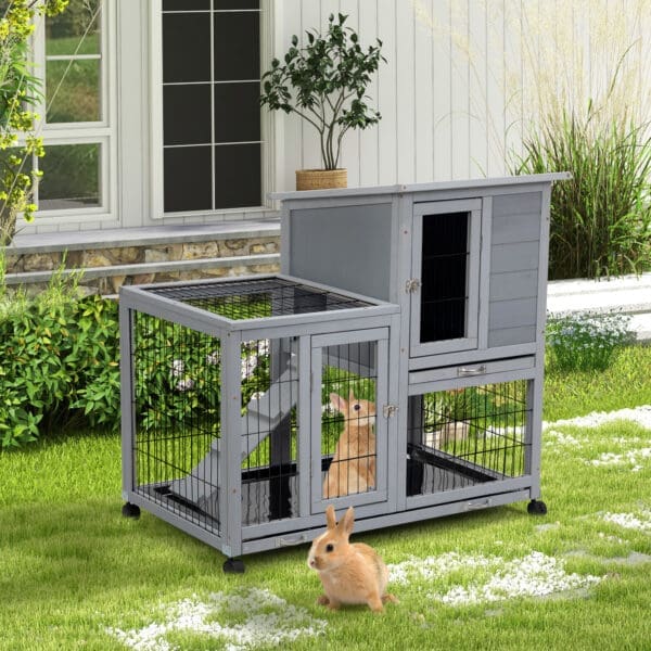 Detachable Rabbit Hutch Gray+White