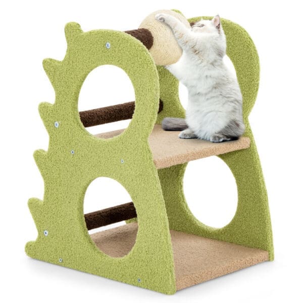 2-Tier Modern Cat Tree Green