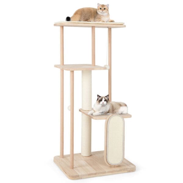 Wooden Cat Tower Beige