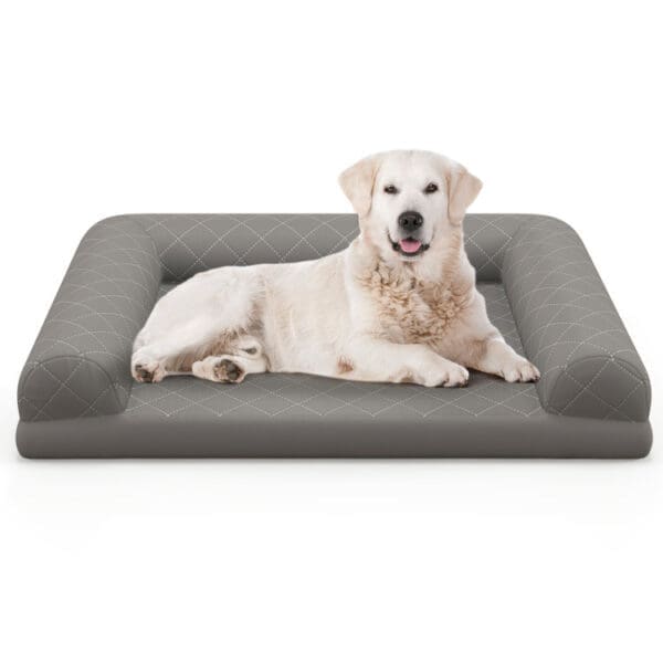 Egg-Foam Dog Crate Bed Gray Beige - Gray