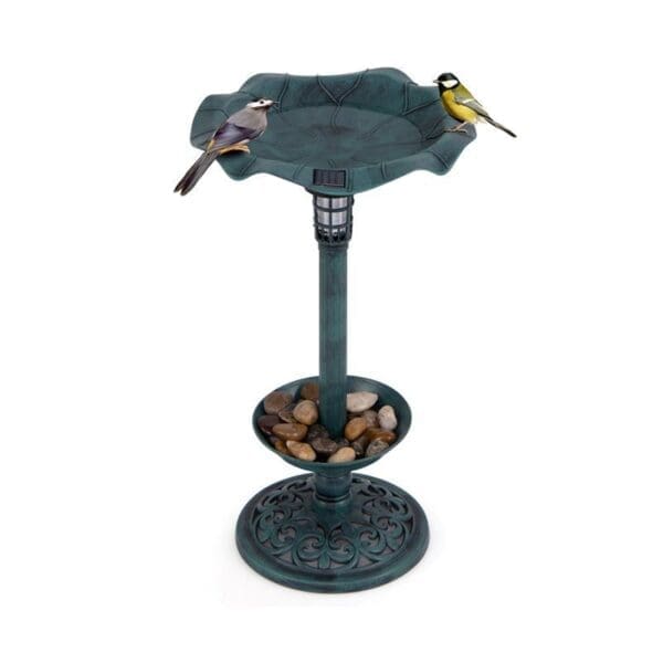 Birdbath with Bird Feeder and Flower Planter Green Bronze