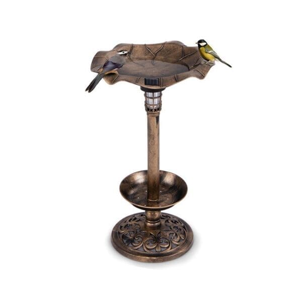 Birdbath with Bird Feeder and Flower Planter Green Bronze