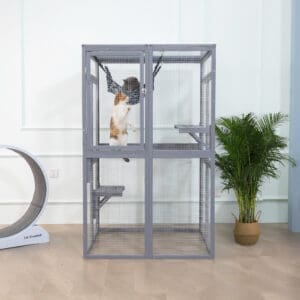 Wooden Cat Catio Grey