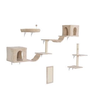 Wall-mounted Cat Tree with Condos and Shelves