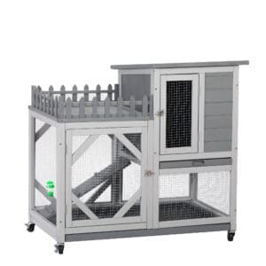 Large Rabbit Hutch Indoor and Outdoor Animal House Gray