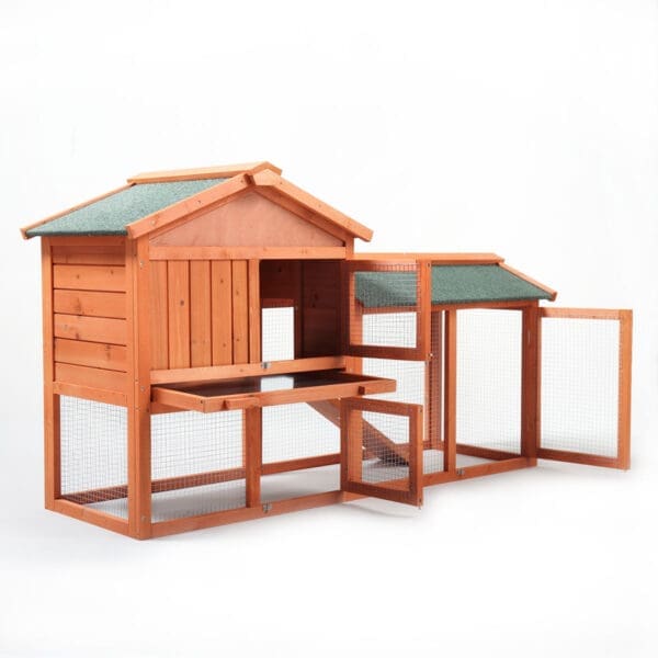 Large Wooden Rabbit Hutch Indoor Outdoor Orange Red