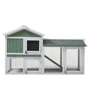 Large Wooden Rabbit Hutch Grey Green White