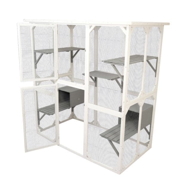 XPT018 Cat Cage Box Wooden White Medium