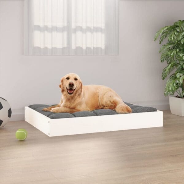 Dog Bed White Solid Wood Pine