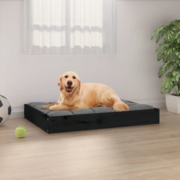 Dog Bed Black Solid Wood Pine