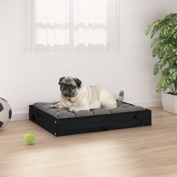 Dog Bed Black Solid Wood Pine