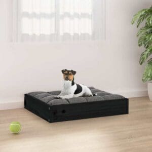 Dog Bed Black Solid Wood Pine