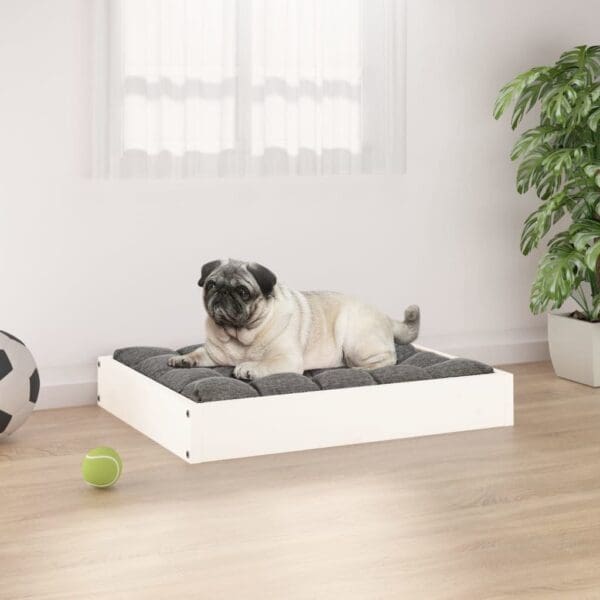 Dog Bed White Solid Wood Pine