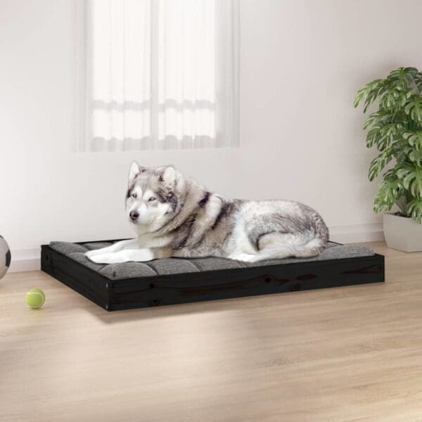 Dog Bed Black Solid Wood Pine