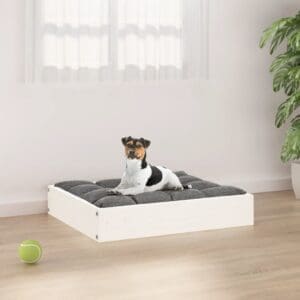 Dog Bed White Solid Wood Pine